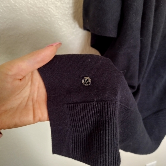 Lululemon Free To Coast Wrap Black One Size Cotton Polyester Silk Sweater Shawl - Picture 6 of 8